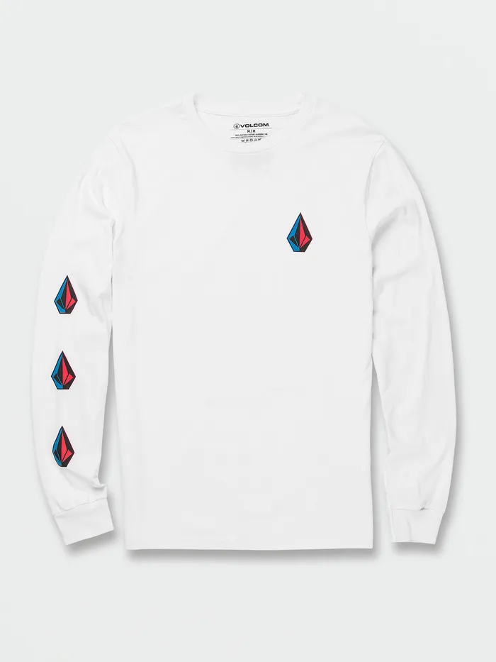Volcom TShirts and Tanks Iconic Stone Long Sleeve Tee 8211 White White 8211 Mens