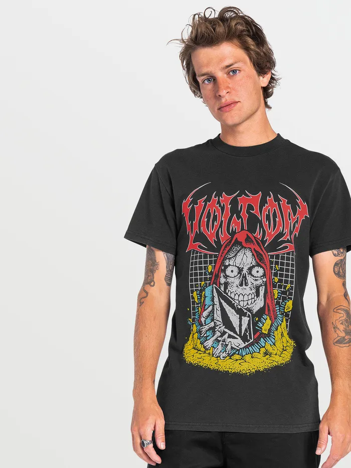 Volcom TShirts and Tanks Skate Vitals Crypt Ripper Short Sleeve Tee 8211 Black Black 8211 Mens