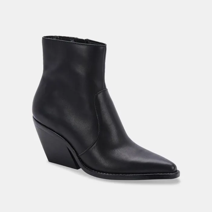 Volli Wide Boots Black Leather Women Dolce Vita Boots and Booties