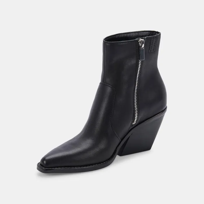 Volli Wide Boots Black Leather Women Dolce Vita Boots and Booties