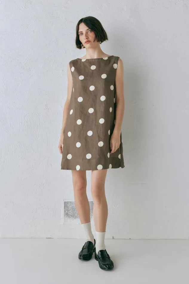 VRG GRL Aftersun Linen Mini Dress Spot Women Mini Dresses