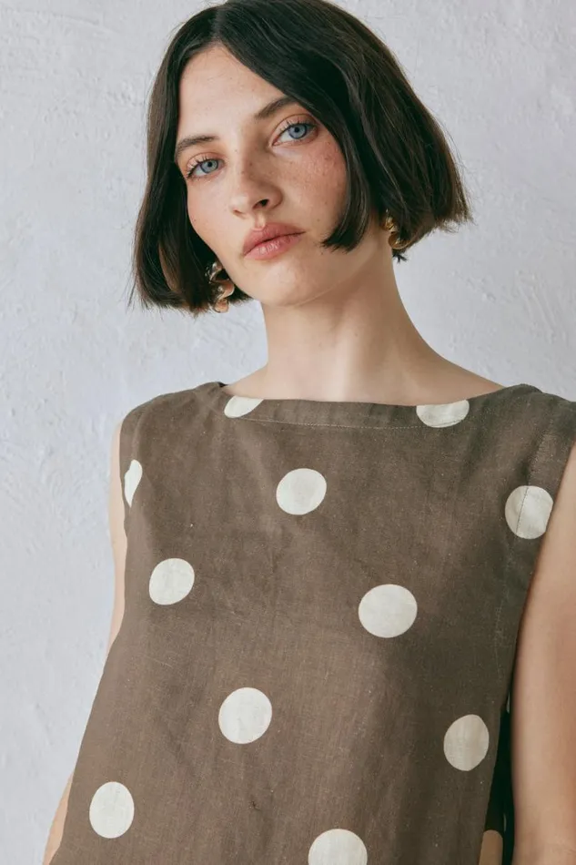 VRG GRL Aftersun Linen Mini Dress Spot Women Mini Dresses