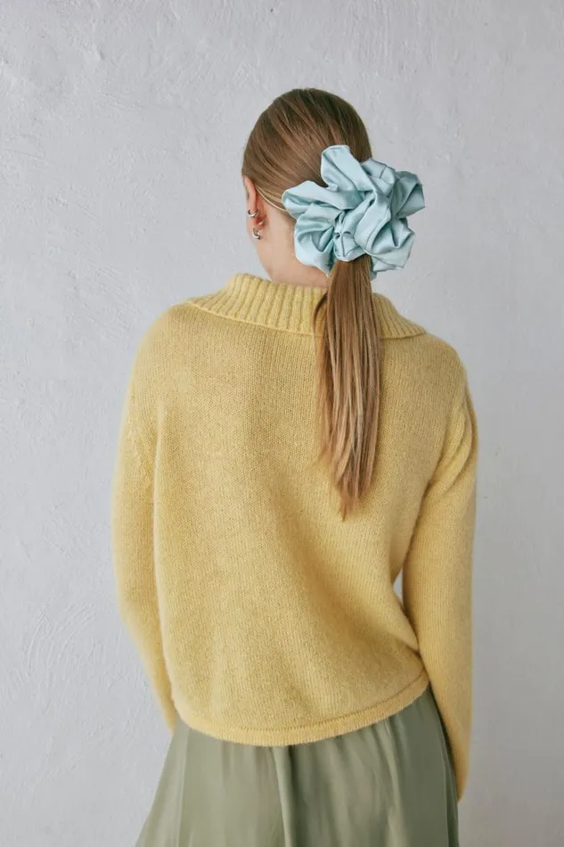 VRG GRL Avery Knit Cardigan Lemon Women Cardigans