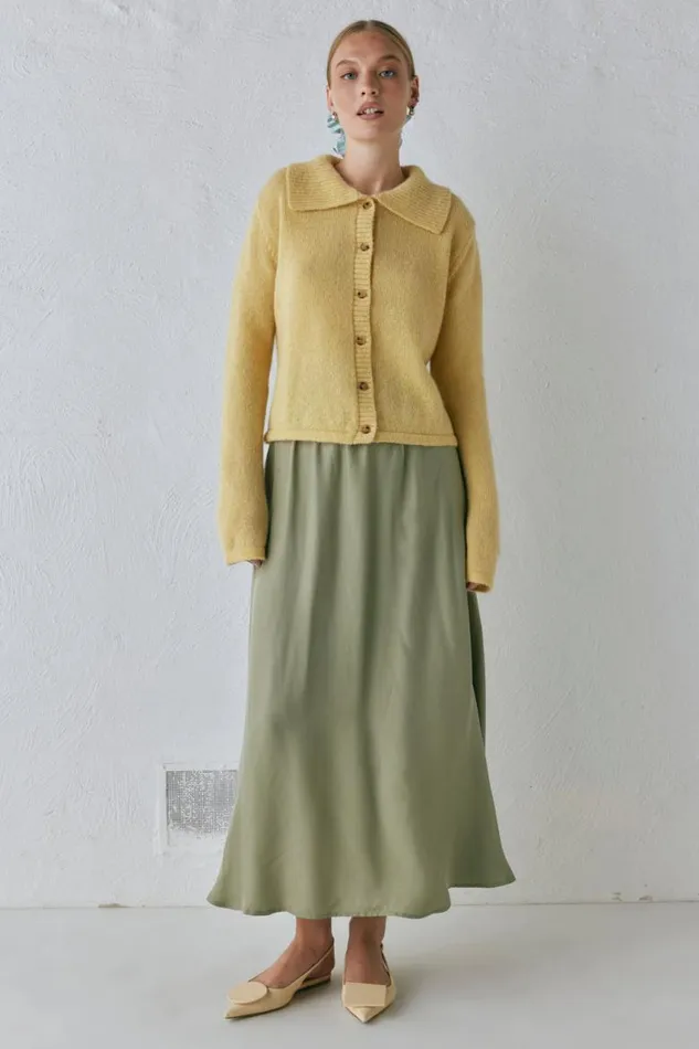 VRG GRL Avery Knit Cardigan Lemon Women Cardigans