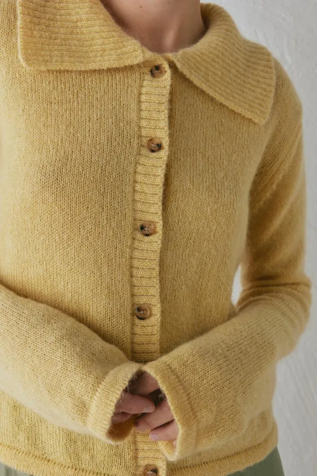 VRG GRL Avery Knit Cardigan Lemon Women Cardigans