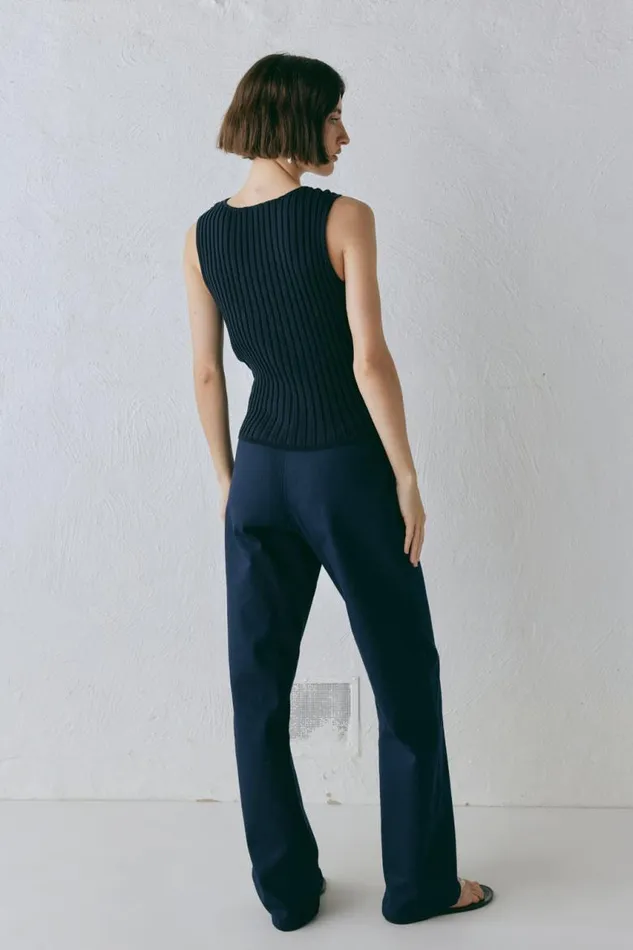 VRG GRL Billie Knit Top Navy Women Sleeveless