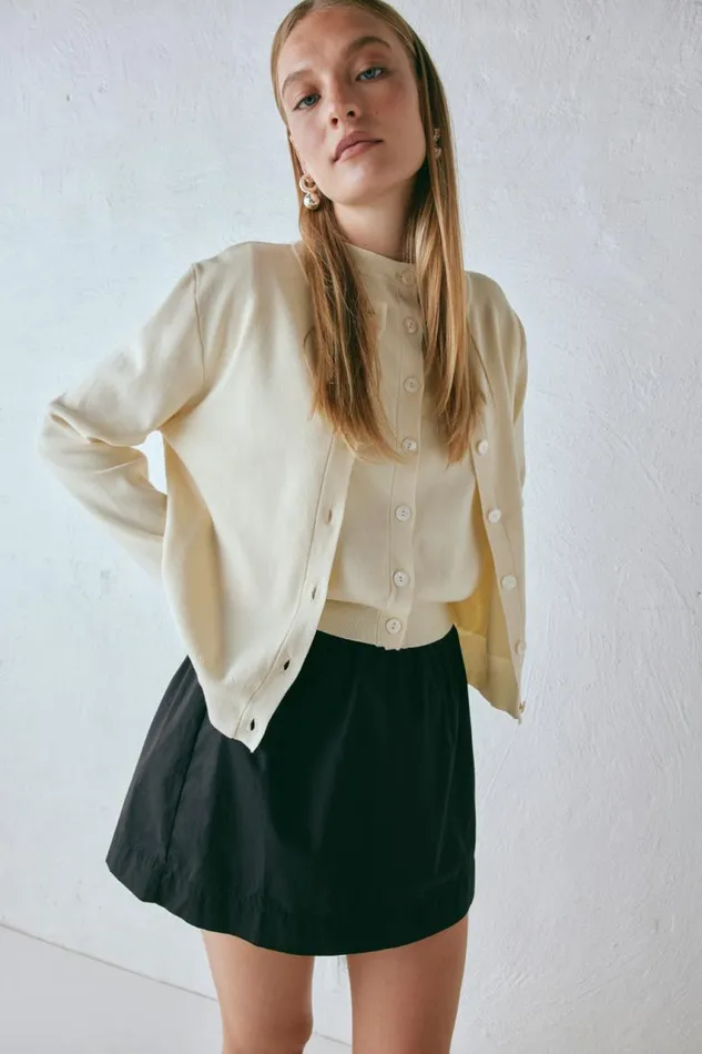 VRG GRL Evie Knit Cardigan Cream Women Cardigans