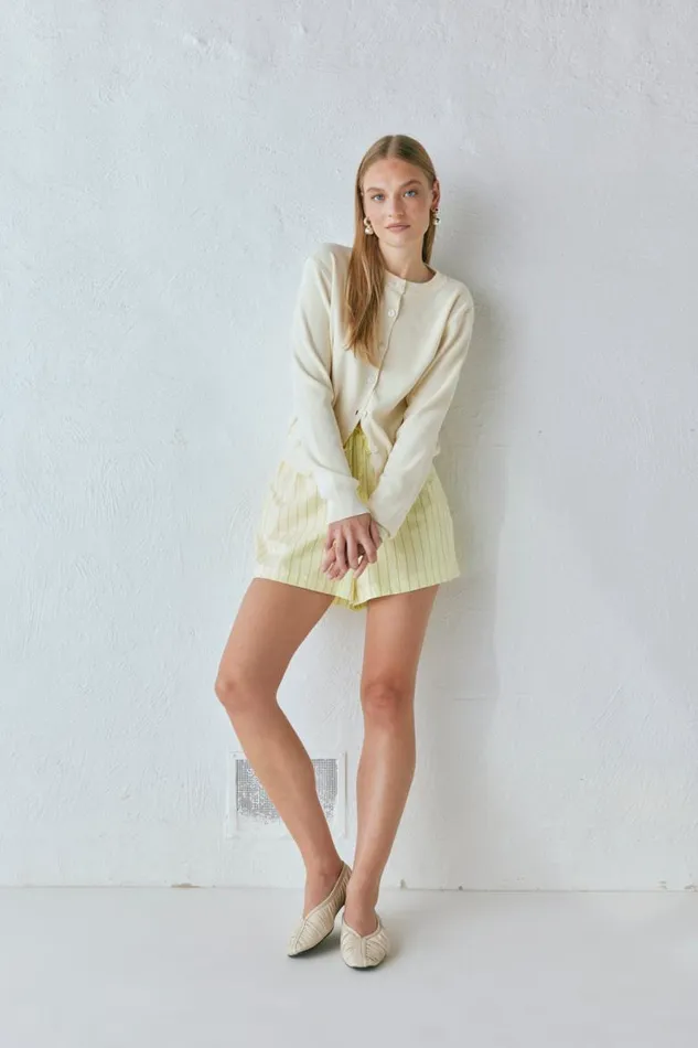 VRG GRL Evie Knit Cardigan Cream Women JumpersSweaters