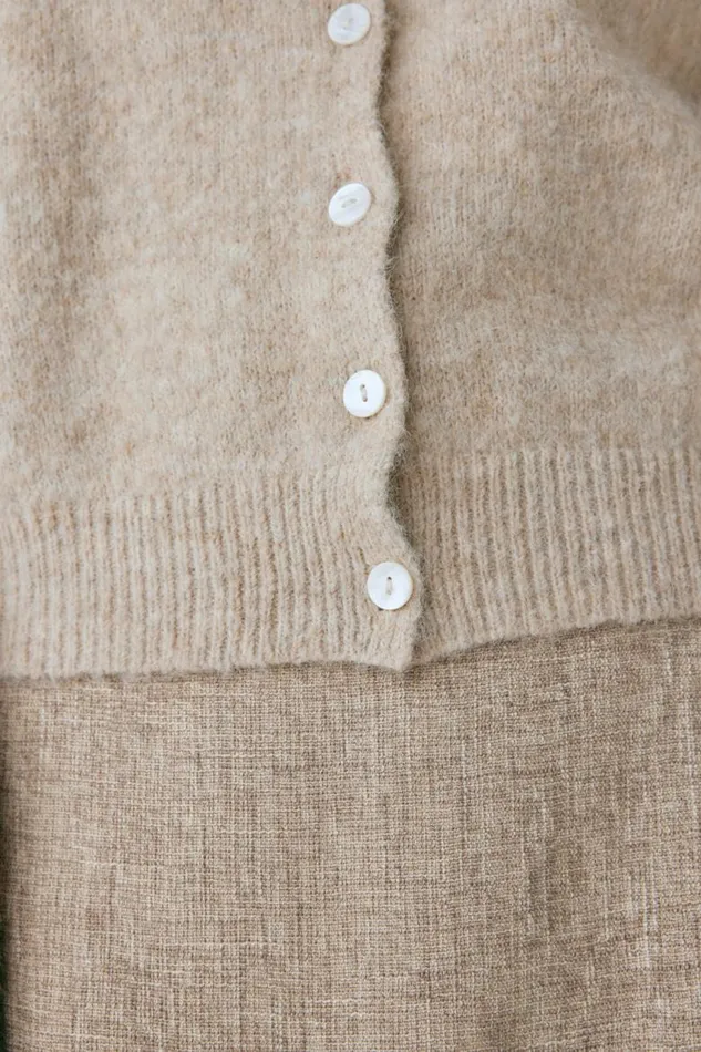 VRG GRL Henley Knit Cardigan Marle Women Cardigans