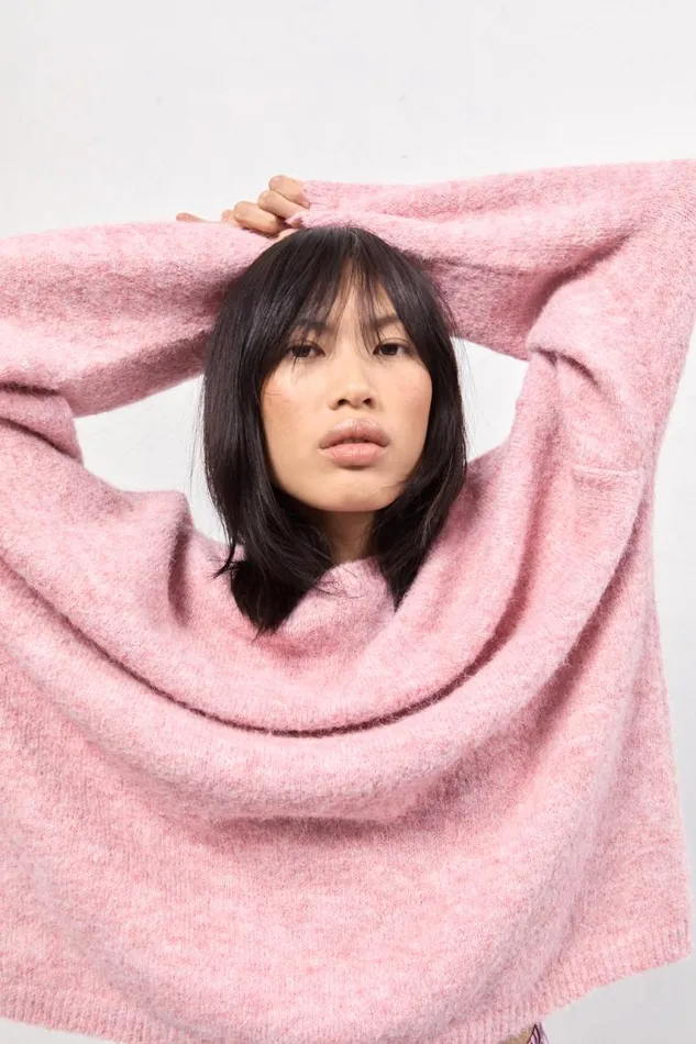 VRG GRL Juni Knit Jumper Pink Marle Women JumpersSweaters