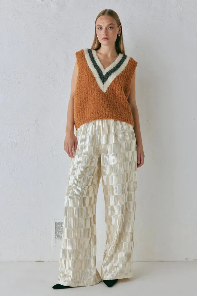 VRG GRL Macy Knit Vest Burnt Orange Women Vests