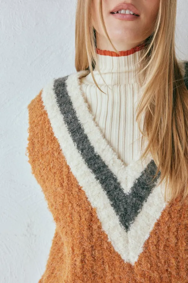 VRG GRL Macy Knit Vest Burnt Orange Women Vests