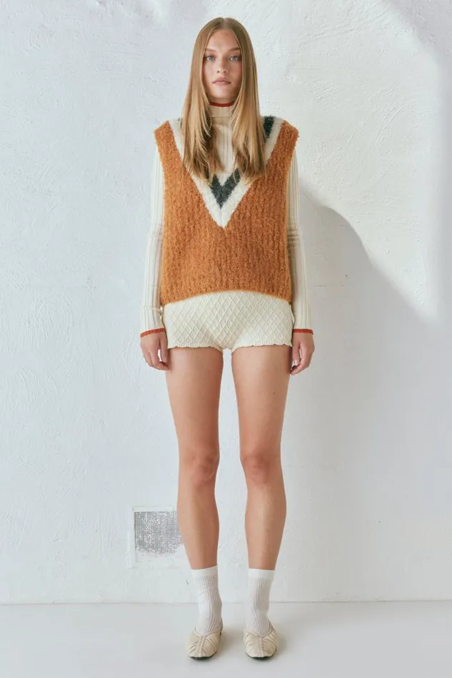 VRG GRL Macy Knit Vest Burnt Orange Women Vests