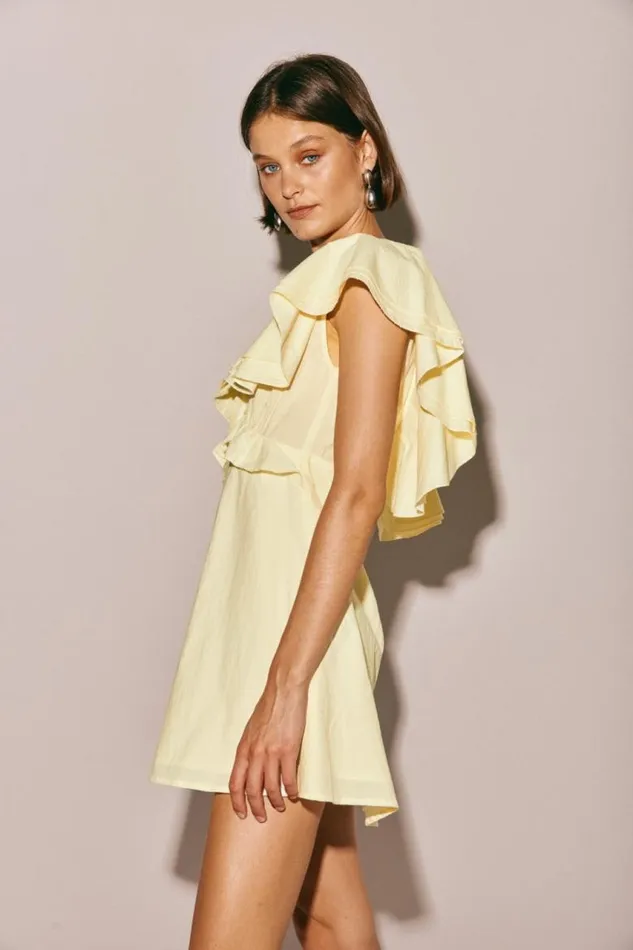 VRG GRL Party Nights Frill Mini Dress Lemon Women Mini Dresses