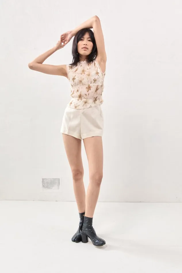 VRG GRL Retrofuture Top Tan Women Short Sleeve