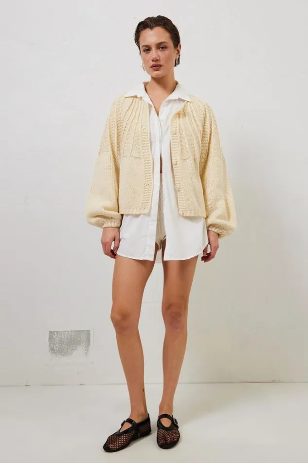 VRG GRL Riley Knit Cardigan Cream Women JumpersSweaters