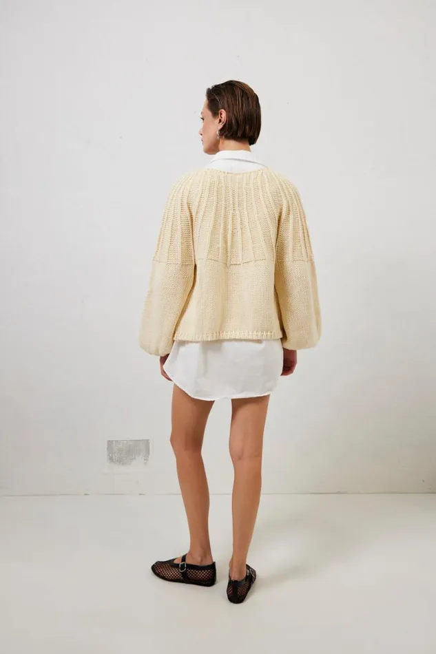 VRG GRL Riley Knit Cardigan Cream Women JumpersSweaters