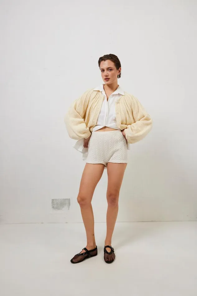 VRG GRL Riley Knit Cardigan Cream Women JumpersSweaters