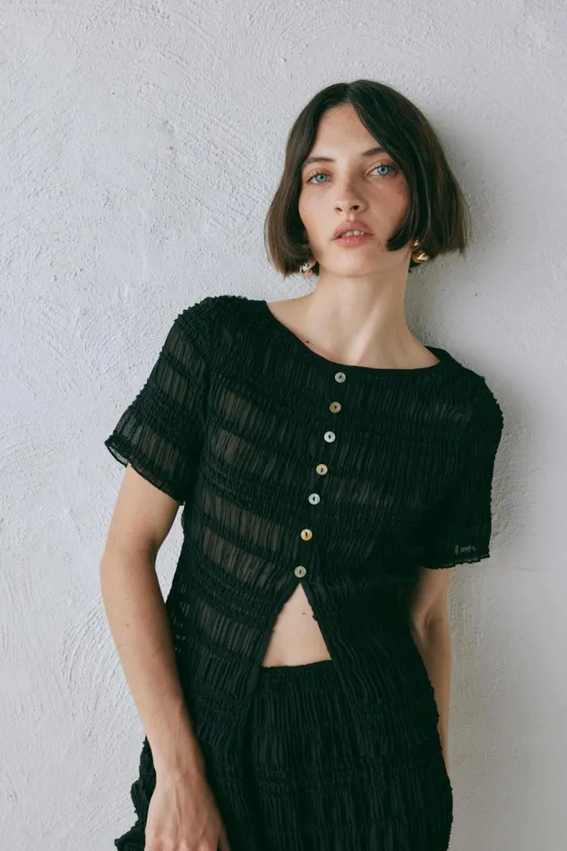 VRG GRL Sofia Top Black Women Short Sleeve