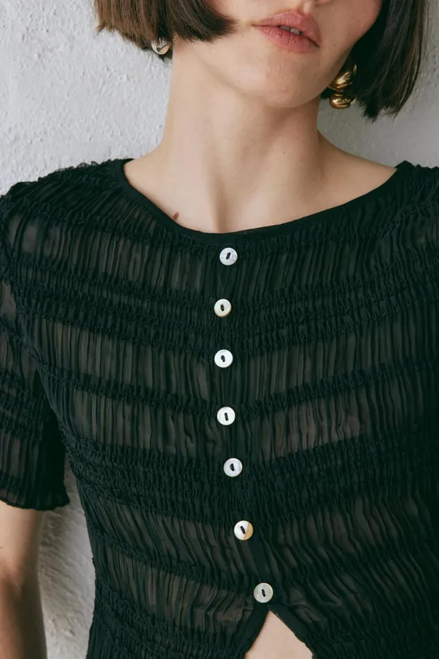 VRG GRL Sofia Top Black Women Short Sleeve