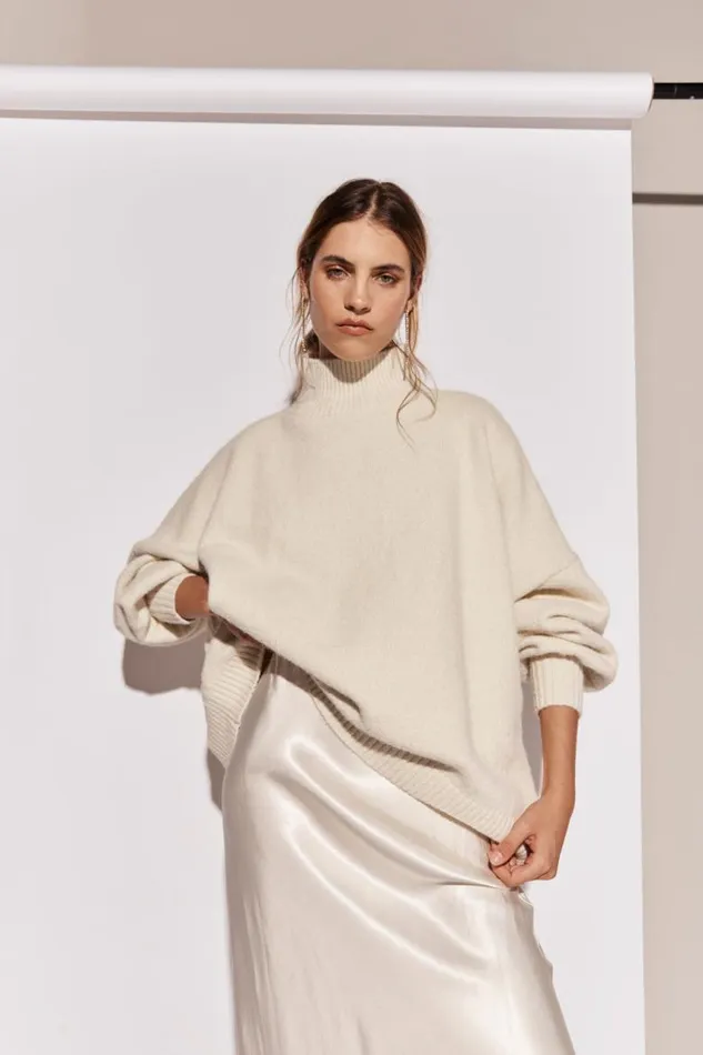 VRG GRL Yumi Knit Jumper Cream Women JumpersSweaters