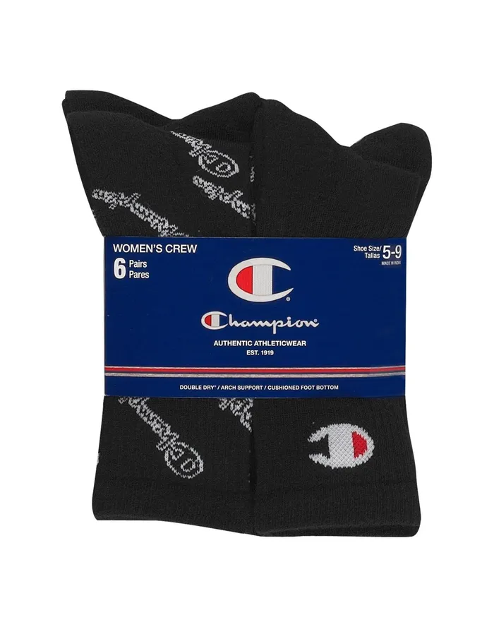 Women039S Crew Socks C Logo 6Pairs Assorted 8 Women Champion Socks