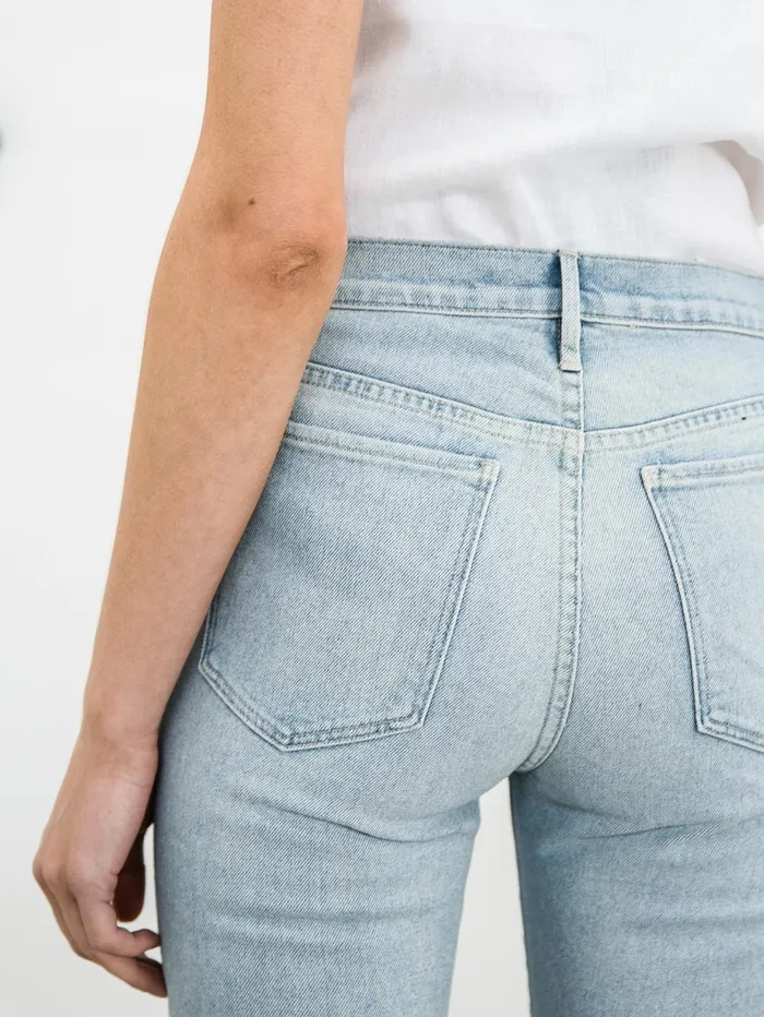 Women 3X1 8211 Straight Authentic Cropped Denim Jeans In Light Blue The UNDONE Denim