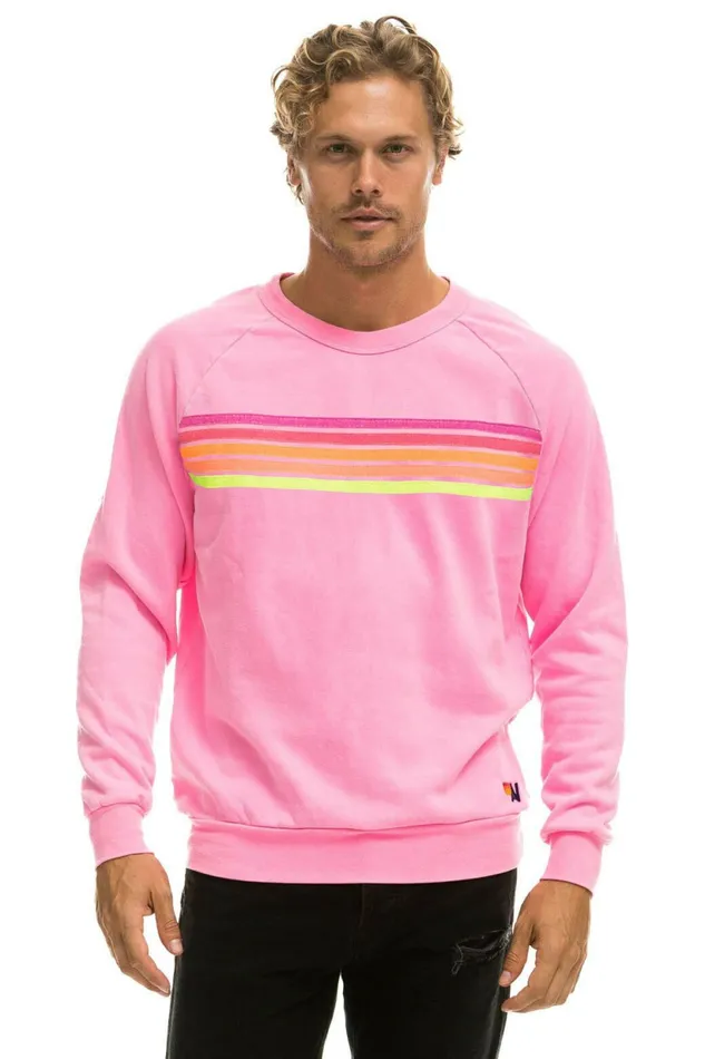 Women 5 STRIPE CREW SWEATSHIRT 8211 NEON PINK YELLOW NEON PINK Aviator Nation UnisexCrewSweatshirt Women 5 STRIPE CREW SWEATSHIRT 8211 NEON PINK YELLOW NEON PINK Aviator Nation UnisexCrewSweatshirt