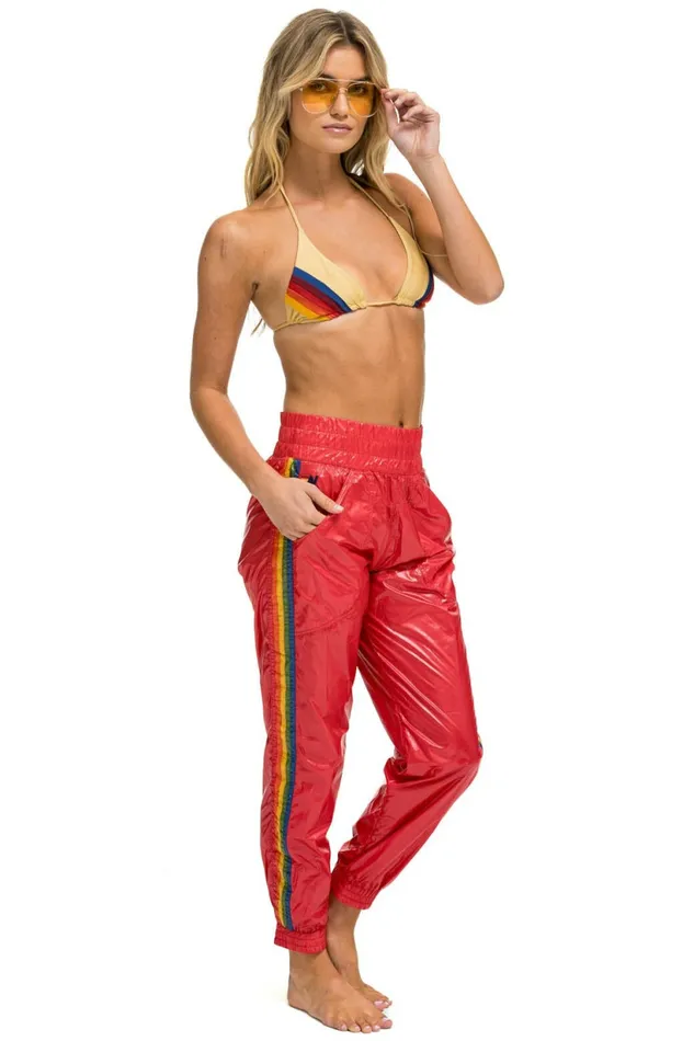 Women 5 STRIPE HI RISE WIND PANT 8211 CHERRY Aviator Nation Sweatpants