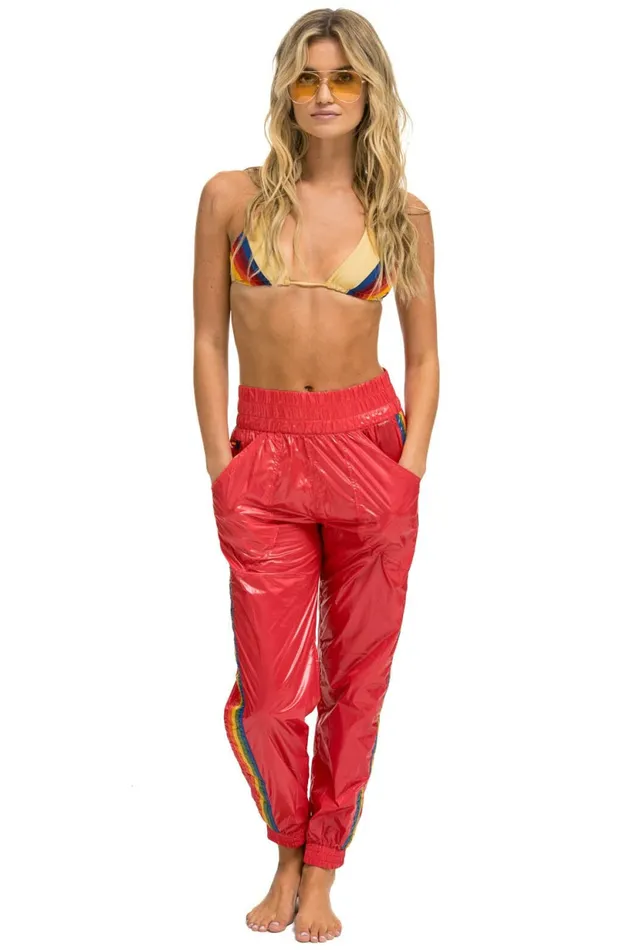 Women 5 STRIPE HI RISE WIND PANT 8211 CHERRY Aviator Nation Sweatpants Women 5 STRIPE HI RISE WIND PANT 8211 CHERRY Aviator Nation Sweatpants