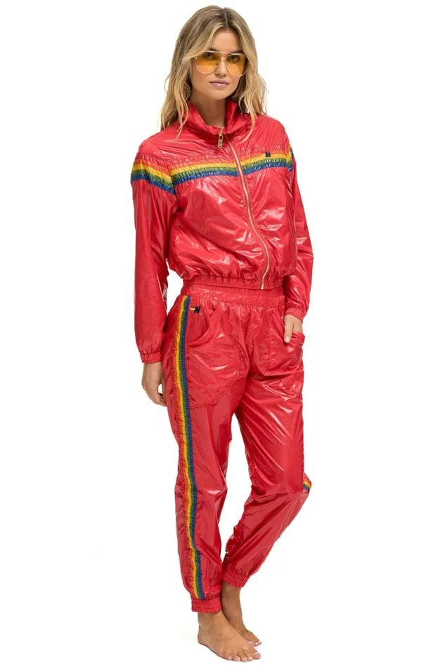 Women 5 STRIPE HI RISE WIND PANT 8211 CHERRY Aviator Nation Sweatpants Women 5 STRIPE HI RISE WIND PANT 8211 CHERRY Aviator Nation Sweatpants
