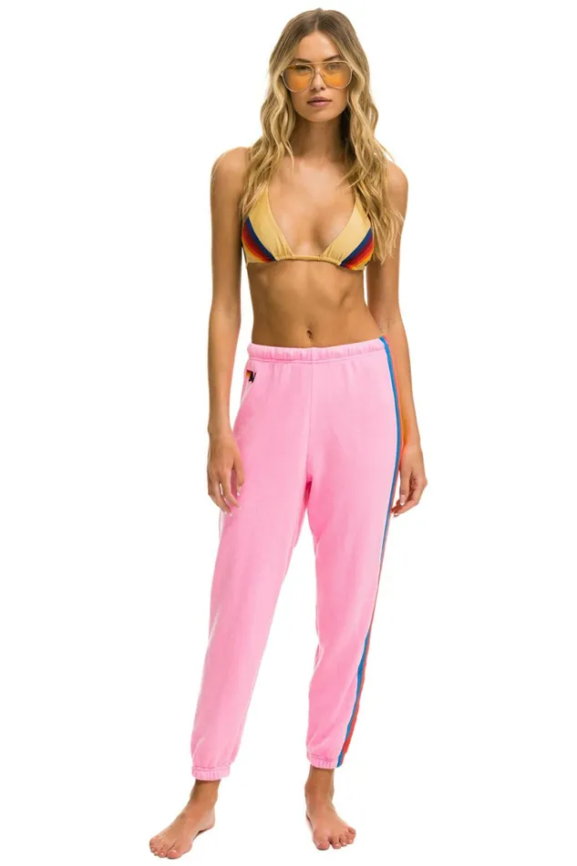 Women 5 STRIPE SWEATPANTS 8211 NEON PINK NEON RAINBOW Aviator Nation Sweatpants Women 5 STRIPE SWEATPANTS 8211 NEON PINK NEON RAINBOW Aviator Nation Sweatpants