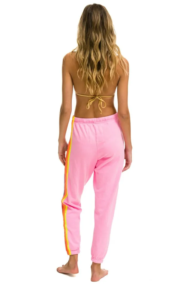 Women 5 STRIPE SWEATPANTS 8211 NEON PINK NEON RAINBOW Aviator Nation Sweatpants Women 5 STRIPE SWEATPANTS 8211 NEON PINK NEON RAINBOW Aviator Nation Sweatpants