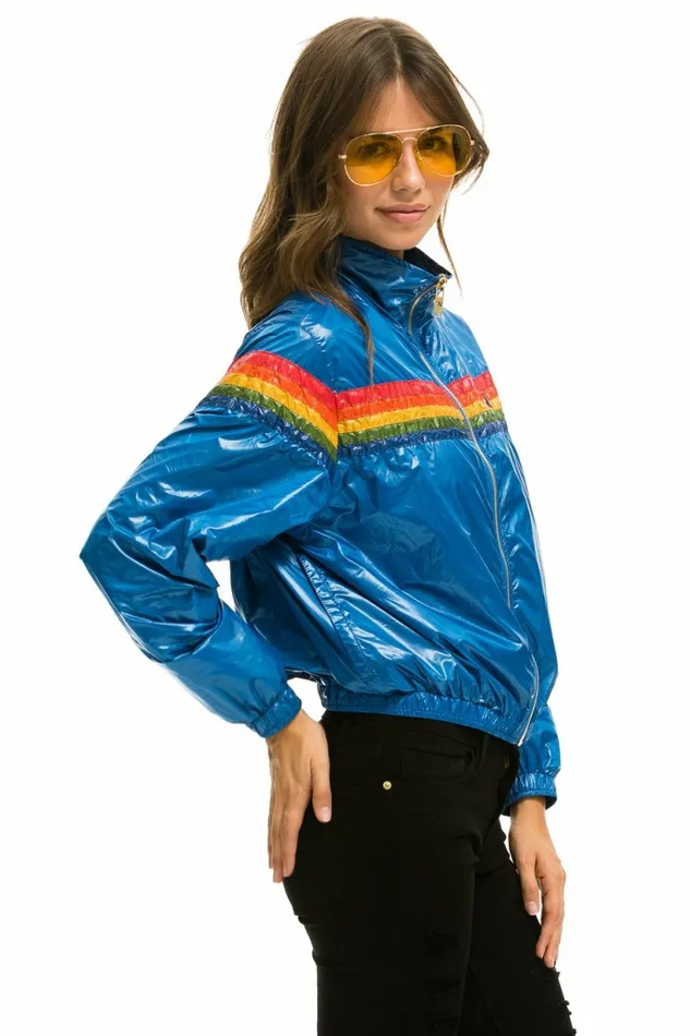Women 5 STRIPE WINDBREAKER 8211 SNORKEL BLUE Aviator Nation Outerwear Women 5 STRIPE WINDBREAKER 8211 SNORKEL BLUE Aviator Nation Outerwear