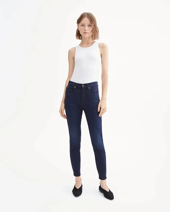 Women 7 For All Mankind Ankle Bair High Waist Ankle Skinny In Blue Black River Thames
