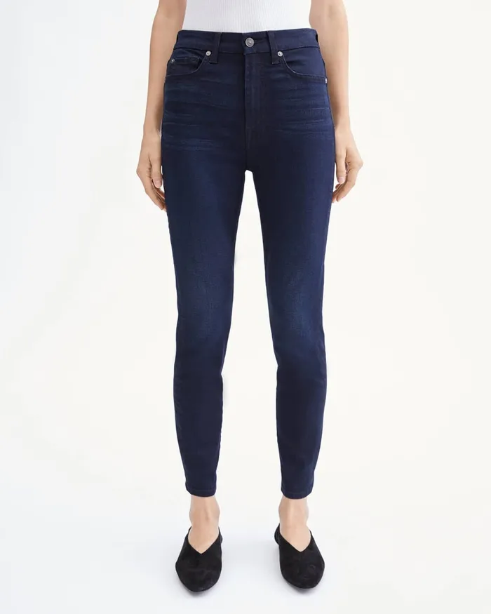 Women 7 For All Mankind Ankle Bair High Waist Ankle Skinny In Blue Black River Thames