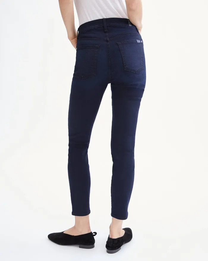 Women 7 For All Mankind Ankle Bair High Waist Ankle Skinny In Blue Black River Thames