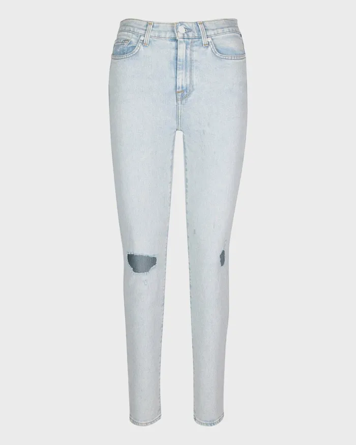 Women 7 For All Mankind Ankle High Waist Ankle Skinny With Distressing In Grand Street