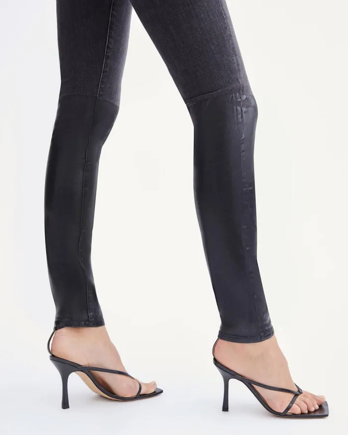 Women 7 For All Mankind Full Length High Waist Skinny With Coated Boot In Black