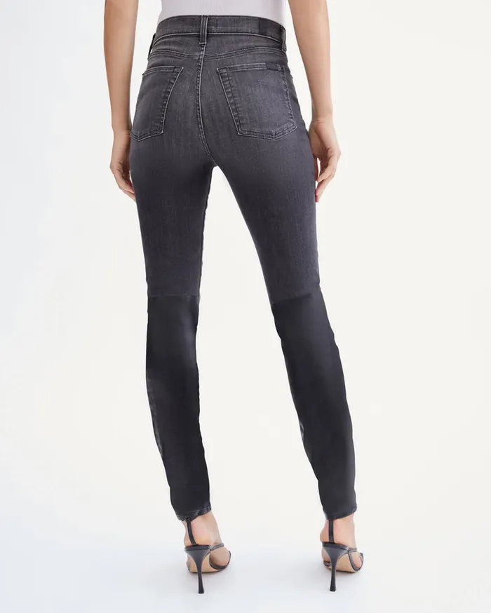 Women 7 For All Mankind Full Length High Waist Skinny With Coated Boot In Black