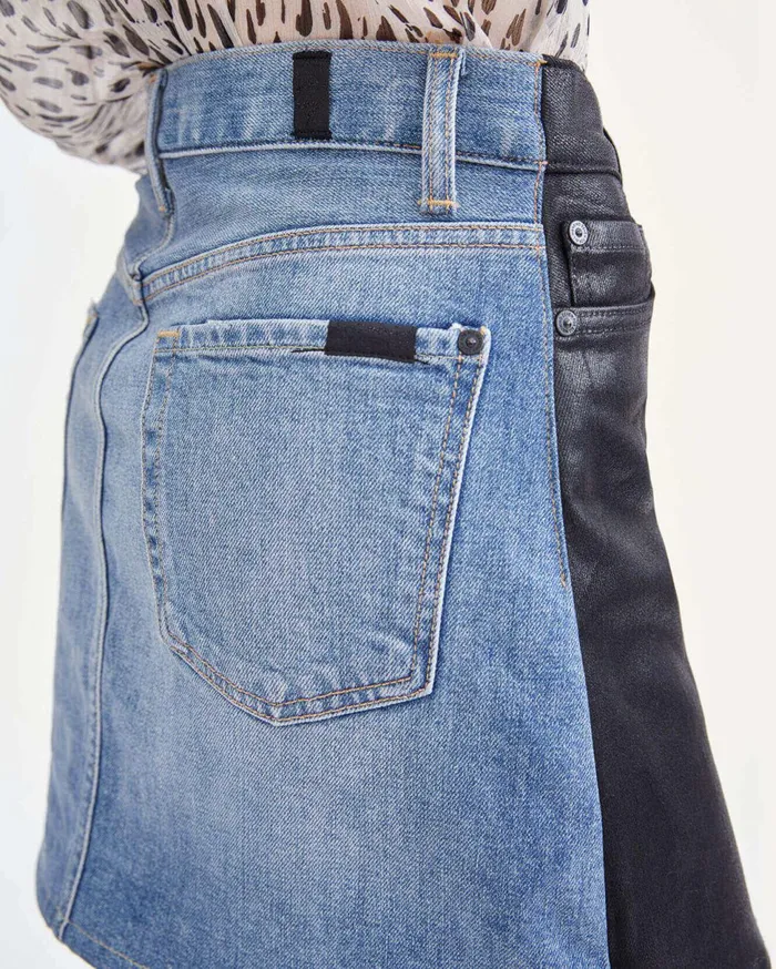 Women 7 For All Mankind Shorts 038 Skirts Coated 5050 Denim Miniskirt In Black
