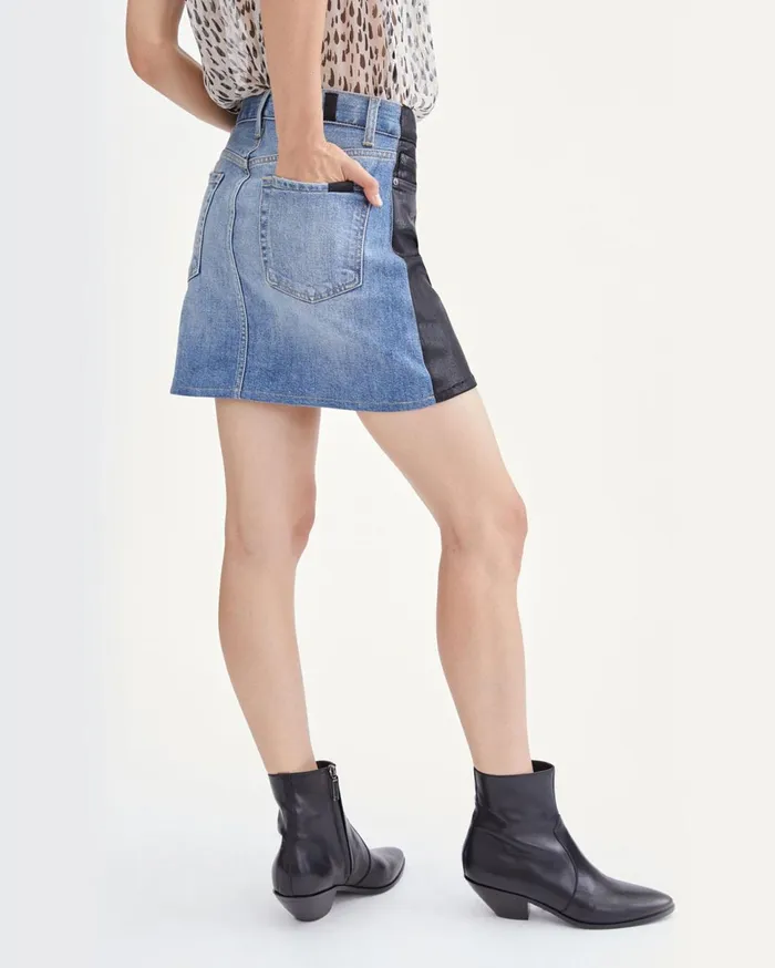 Women 7 For All Mankind Shorts 038 Skirts Coated 5050 Denim Miniskirt In Black