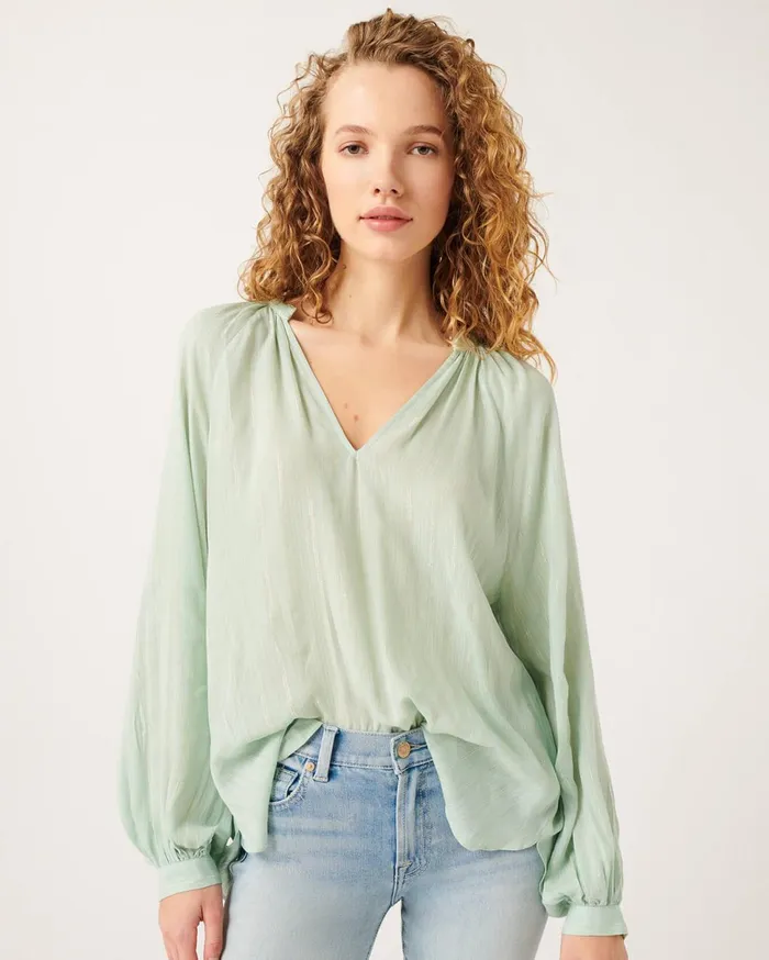 Women 7 For All Mankind Tops Deep VNeck Raglan Blouse In Celadon
