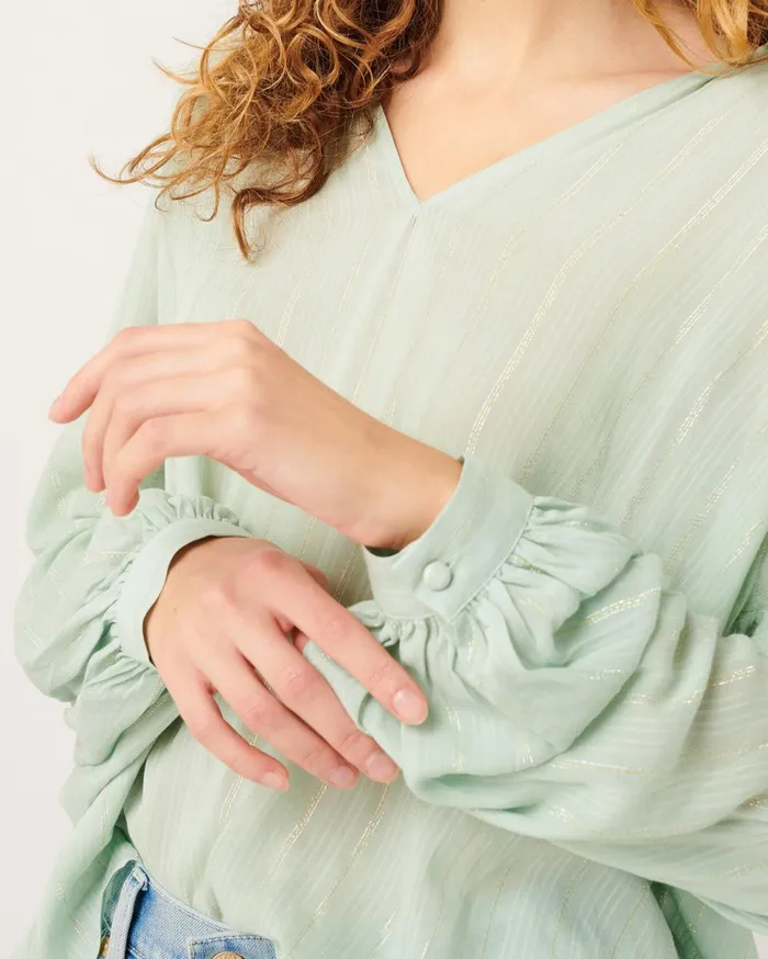 Women 7 For All Mankind Tops Deep VNeck Raglan Blouse In Celadon