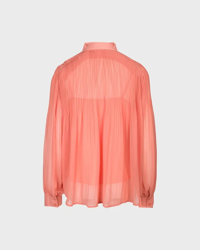 Women 7 For All Mankind Tops Release Pleat Collared Shirt In Coral