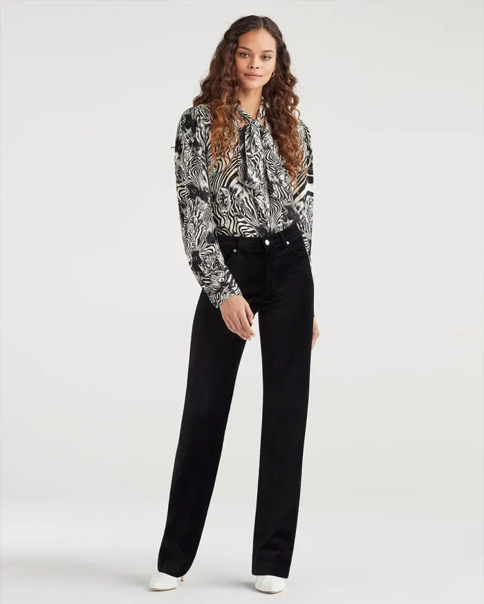 Women 7 For All Mankind Tops Satin VNeck Tie Top In Zebra Women 7 For All Mankind Tops Satin VNeck Tie Top In Zebra