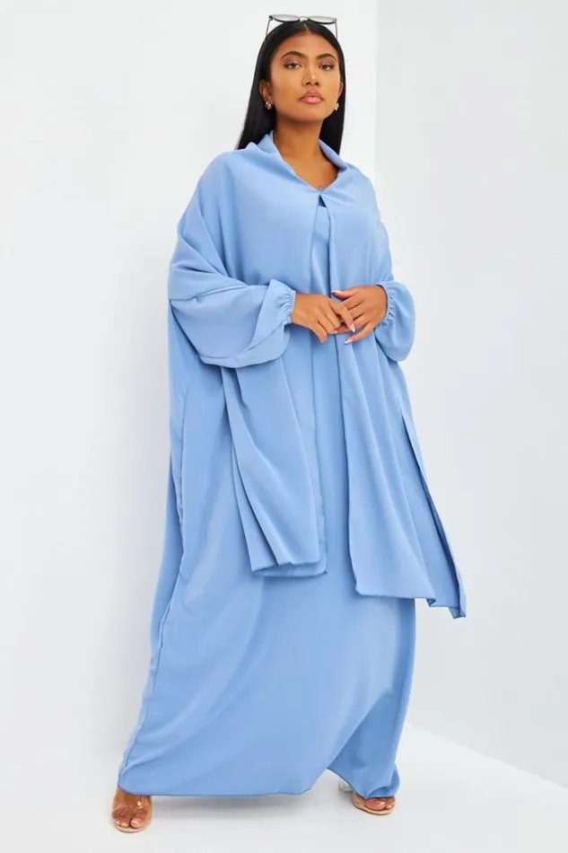 Women Abaya Bleu Ample Avec Voile Intgr Brentiny Paris Collection Ramadan