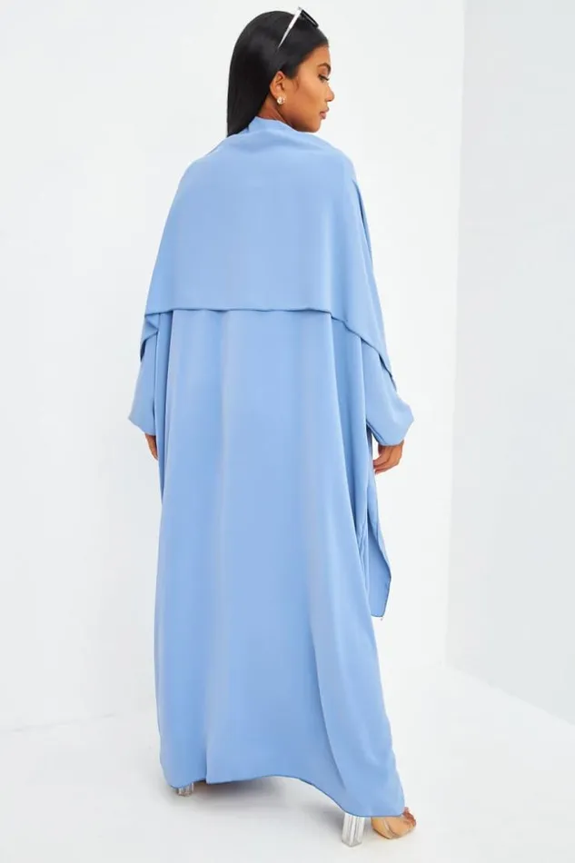 Women Abaya Bleu Ample Avec Voile Intgr Brentiny Paris Collection Ramadan