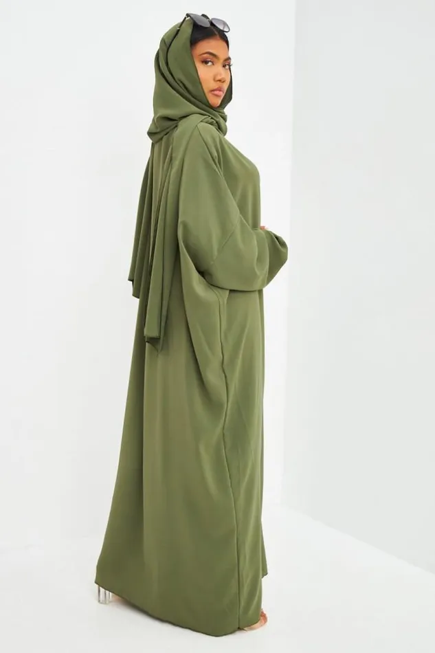 Women Abaya Kaki Ample Avec Voile Intgr Brentiny Paris Collection Ramadan