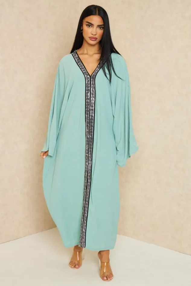 Women Abaya Vert D039eau Bandes Motif Grec Strass Vertclair Brentiny Paris Collection Ramadan Women Abaya Vert D039eau Bandes Motif Grec Strass Vertclair Brentiny Paris Collection Ramadan
